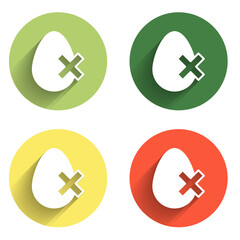 Obraz premium Set No egg icon isolated with long shadow background. Color circle button. Vector