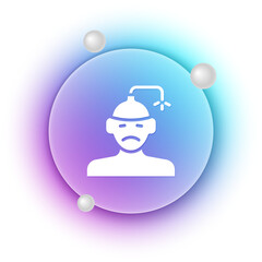 White Concussion, headache, dizziness, migraine icon isolated on white background. Blue and purple gradient circle background. Vector