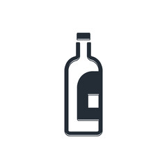 Black Bottle of wine icon isolated on white background. Vector