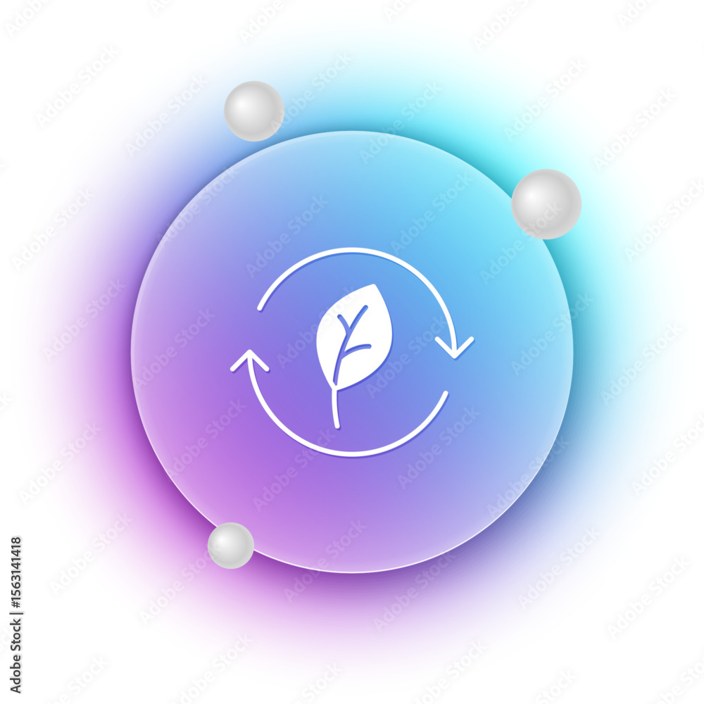 Poster white recycle symbol with leaf icon isolated on white background. circular arrow icon. environment r