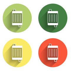 Set Car radiator cooling system icon isolated with long shadow background. Color circle button. Vector
