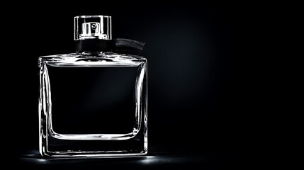 Elegant perfume bottle on black background