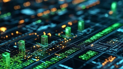 Futuristic digital data visualization of financial metrics - Powered by Adobe