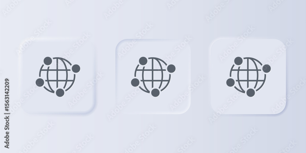Aufkleber grey global technology or social network icon isolated on grey background. set icons in square butto