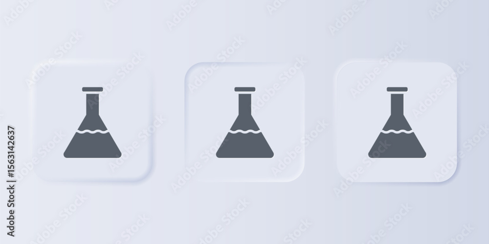 Poster grey test tube and flask chemical laboratory test icon isolated on grey background. laboratory glass