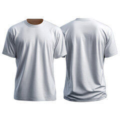 Front and back view of a white t-shirt for fashion, apparel, and design mockups