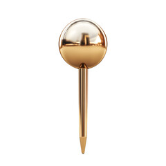 Golden Push Pin Isolated on Transparent Background for Maps Office Supplies or Design Projects


