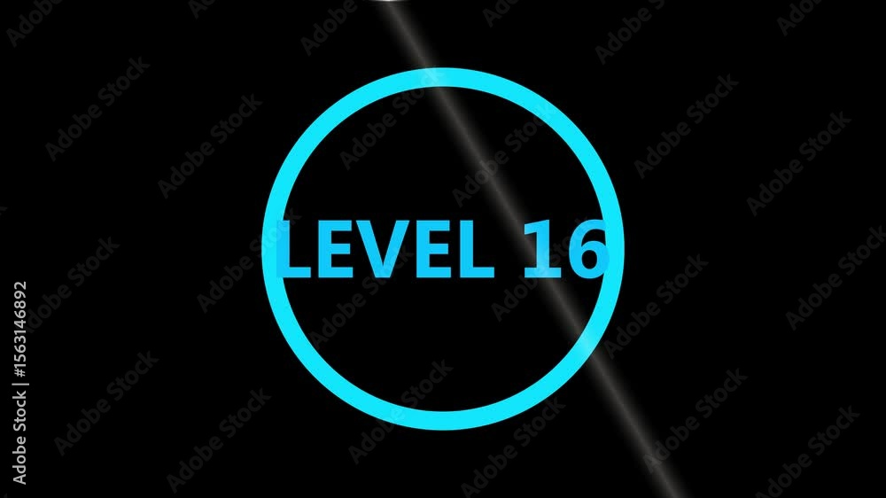 Poster level 1 text animation. level eight text font, level up text animation. level- 1 text animation