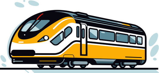 Modern Yellow Train Illustration for Fast Transportation and Travel