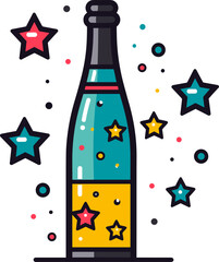 Festive Celebration: Sparkling Bottle with Stars for Joyful Moments