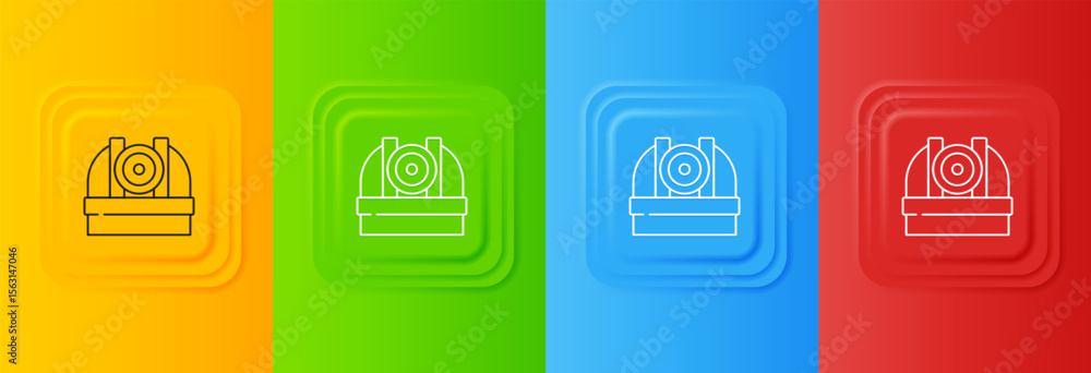 Poster white astronomical observatory icon isolated on colorful background. observatory with a telescope. s