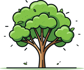 Lush Green Tree Cartoon Illustration: A Vibrant Symbol of Nature's Beauty