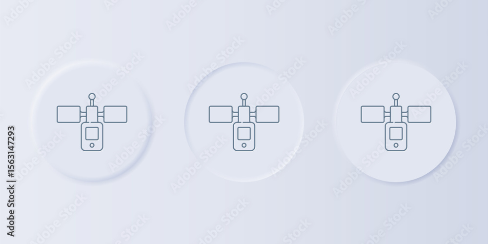 Poster grey satellite icon isolated on grey background. set icons in square buttons. vector