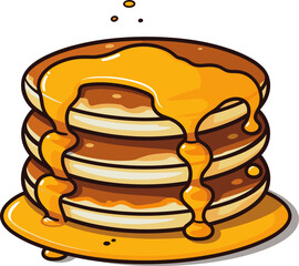 Stack of Pancakes Drenched in Sweet Syrup, Delicious Breakfast Treat