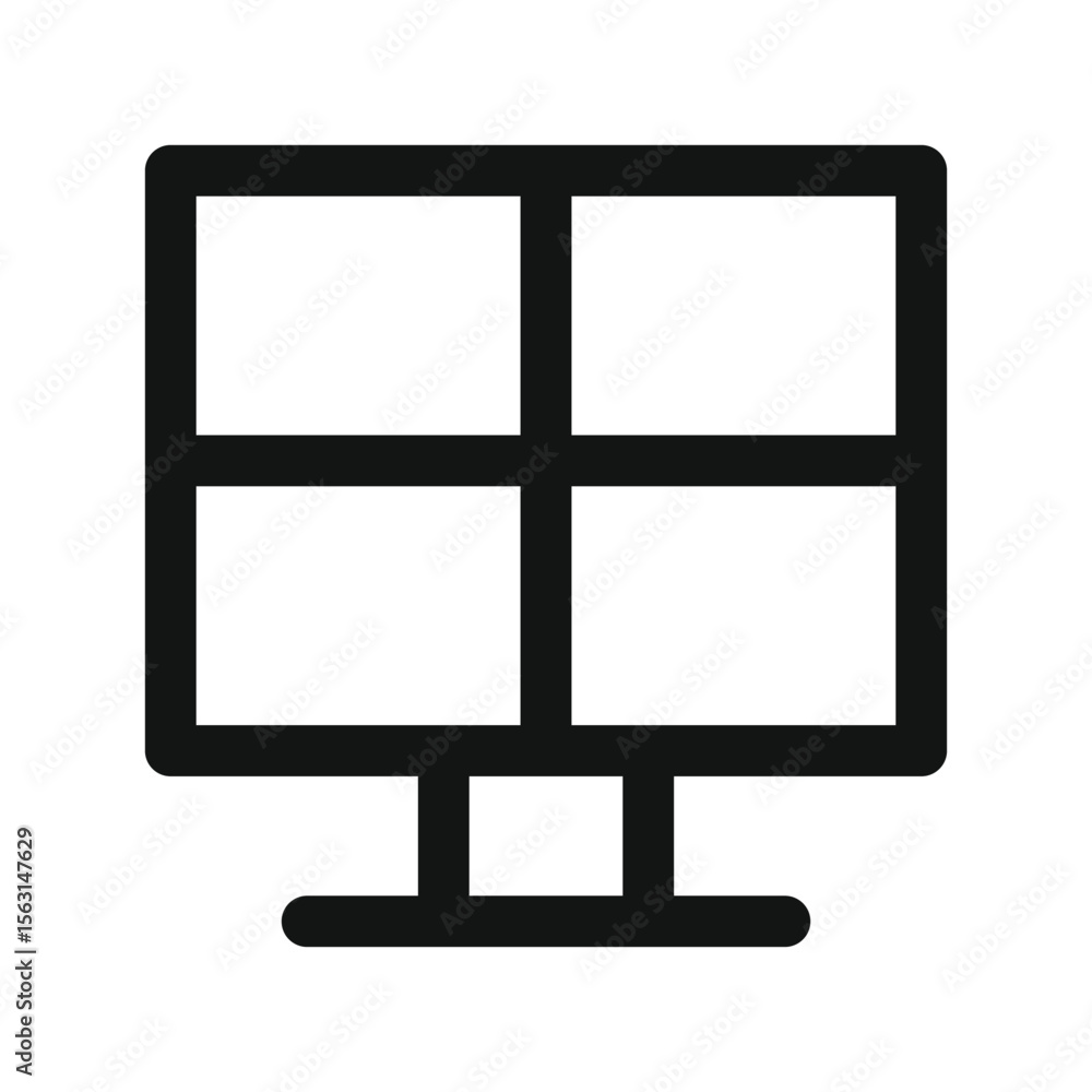 Poster multi monitor ui icon, surveillance monitoring simple line user interface vector symbol