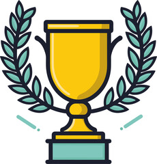 Golden Trophy with Laurel Wreath: Symbol of Victory and Success