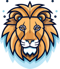 Majestic Lion Illustration, wild animal portrait, vector graphics