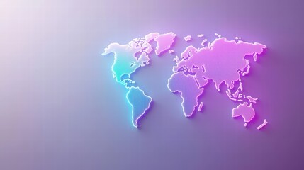world map Futuristic Maps Holographic world map floating in space, with neon outlines of continents and futuristic data visualizations.