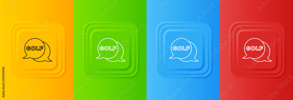 Aufkleber white golf label icon isolated on colorful background. set icons in square buttons. vector