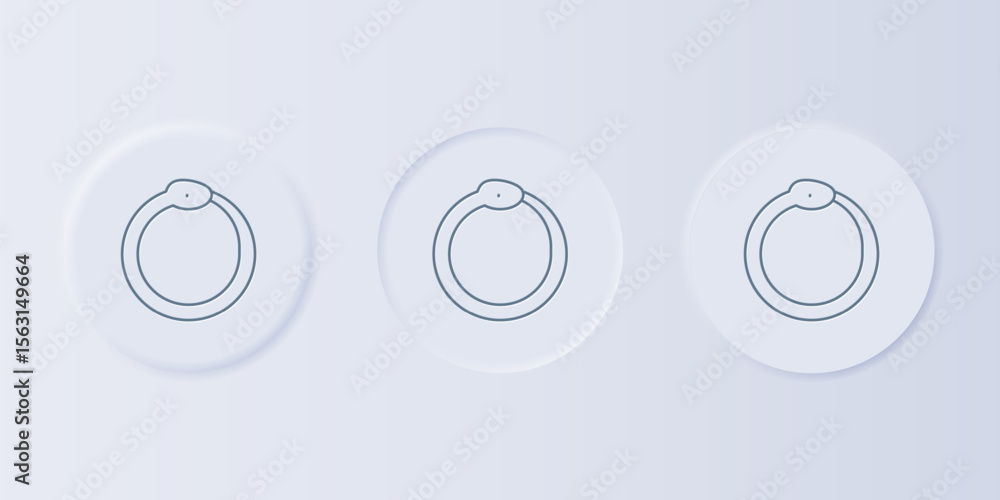 Aufkleber grey magic symbol of ouroboros icon isolated on grey background. snake biting its own tail. animal a
