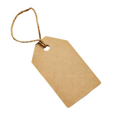 Empty Cardboard Tag with Jute String Isolated on transparent 