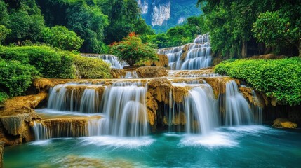 Fototapeta premium Breathtaking Beauty of Ban Gioc Waterfall, a Stunning Landmark