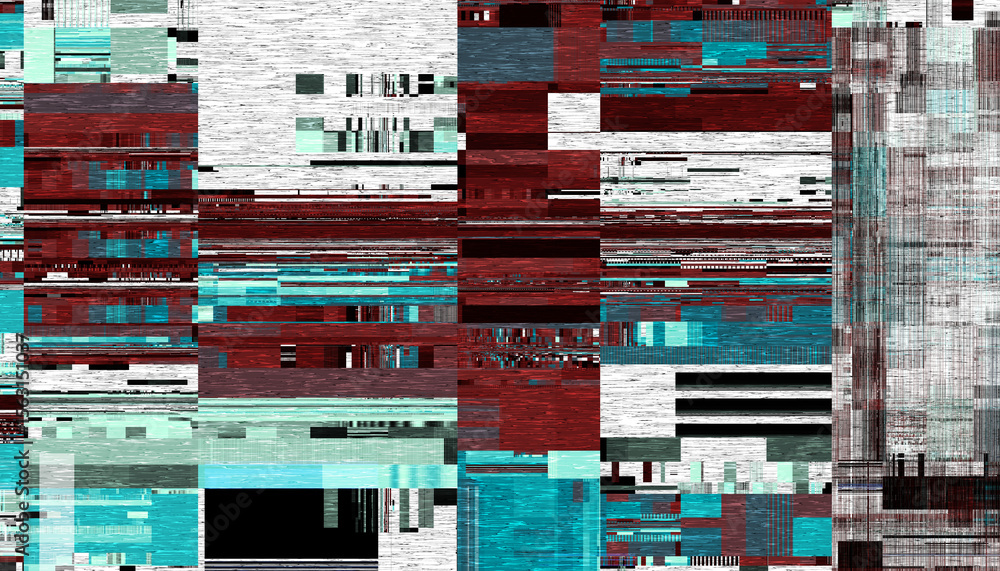 Poster Abstract creative glitch overlay texture. Geometric pixel pattern of a digital glitch on transparent background, digital pattern
