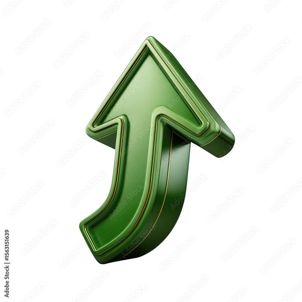 Poster green arrow pointing up isolated on transparent background