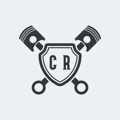 CR Initials Vektor Stok Otomotif Logo Design