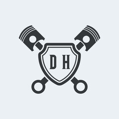 DH Initials Vektor Stok Otomotif Logo Design