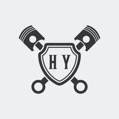 HY Initials Vektor Stok Otomotif Logo Design