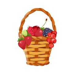 Basket with berries on isolated background.