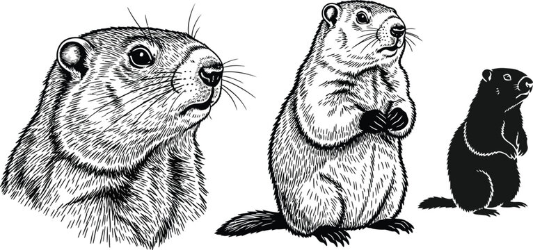 Groundhog day vector illustration marmot woodchuck drawing groundhog image art