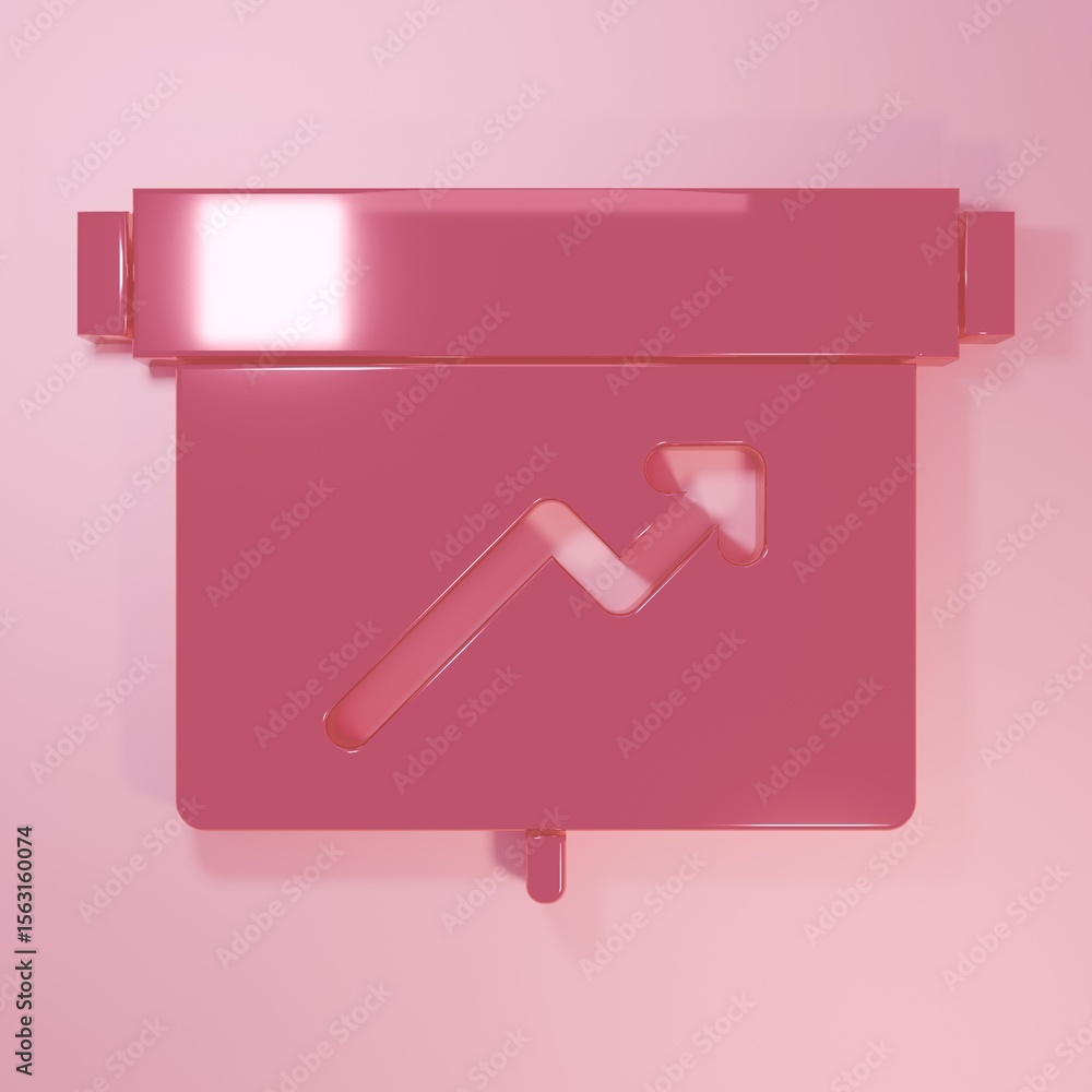 Poster pink board with graph chart icon isolated on pink background. report text file icon. accounting sign