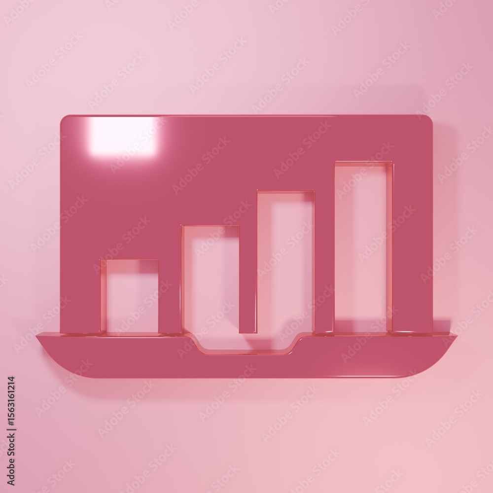 Fototapete pink laptop with graph chart icon isolated on pink background. report text file icon. accounting sig