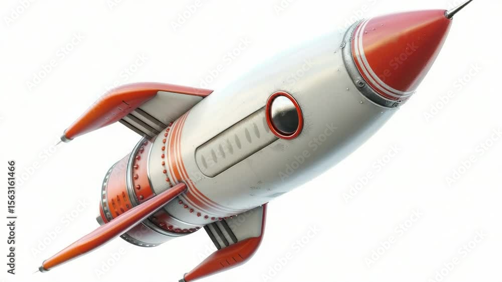 Poster A model of a space rocket soaring through the sky, great for sci-fi or technology concepts