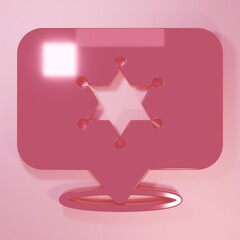 Pink Hexagram sheriff icon isolated on pink background. Police badge icon. Minimalism concept. 3D render illustration