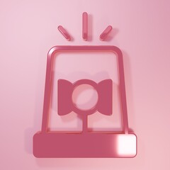 Pink Flasher siren icon isolated on pink background. Emergency flashing siren. Minimalism concept. 3D render illustration