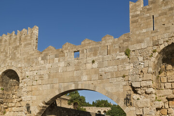 Marina Gate, or Saint Catherine's Gate, is the main city gate with its two crenellated twin towers...