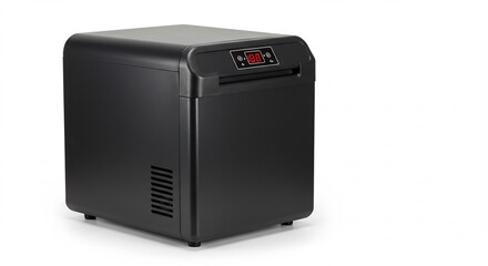 Fototapeta premium スタイリッシュな黒小型冷蔵庫 シンプルデザイン 省スペース. AI Generated