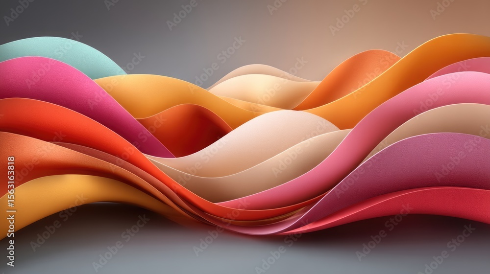 Poster a visually appealing abstract background is created with flowing layers of vibrant pastel colors for