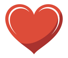 Glossy red heart icon with smooth highlights isolated on white background, perfect for love, valentine, romantic, and holiday themes