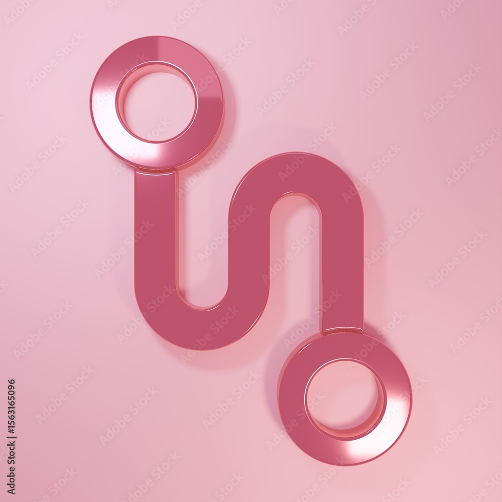 Fototapete Pink Route location icon isolated on pink background. Map pointer sign. Concept of path or road. GPS navigator. Minimalism concept. 3D render illustration