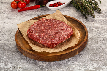 Raw beef burger cutlet for grill