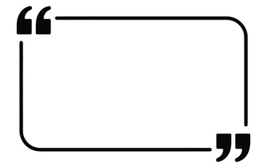 Minimalist black quotation mark frame vector with clean rectangular outline, ideal for highlighting text in modern layouts and quotes