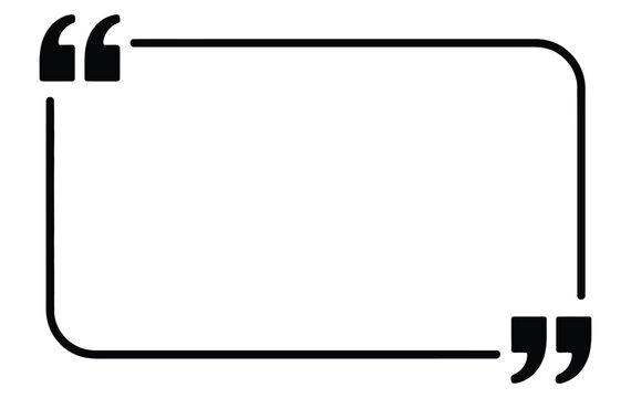 Minimalist black quotation mark frame vector with clean rectangular outline, ideal for highlighting text in modern layouts and quotes