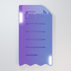 Purple-blue Paper check and financial check icon isolated on grey background. Paper print check,...