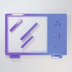 Purple-blue Microwave oven icon isolated on grey background. Home appliances icon. Minimalism...