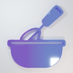 Purple-blue Cooking whisk with bowl icon isolated on grey background. Cooking utensil, egg beater....