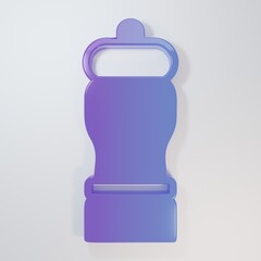 Purple-blue Pepper icon isolated on grey background. Cooking spices. Minimalism concept. 3D render...